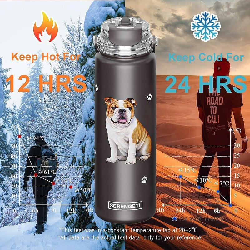 ES Pets SERENGETI 24 Oz Water Bottle Stainless Steel with Spill Proof Lid - Double walled Vacuum Insulated water flask - Realistic 3D Print of your favorite dog (Border Collie) - Image 5